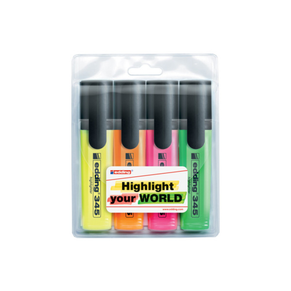 Набір маркерів Edding Набір текстових Highlighter 2-5 мм 4 шт Кольорові (e-345/4/SE)