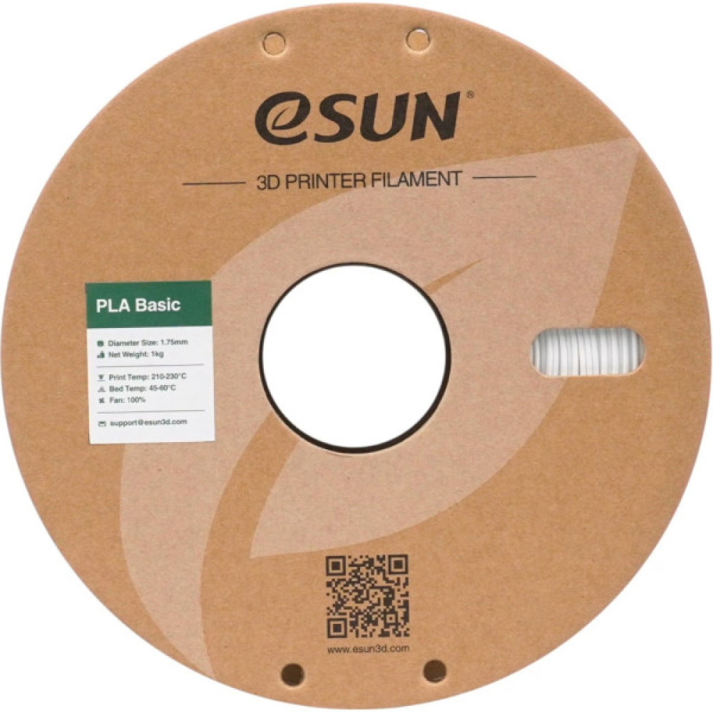 Пластик для 3D-принтера eSUN PLA BASIC 1,75mm 1kg WHITE (PLA-BASIC175W1P1)