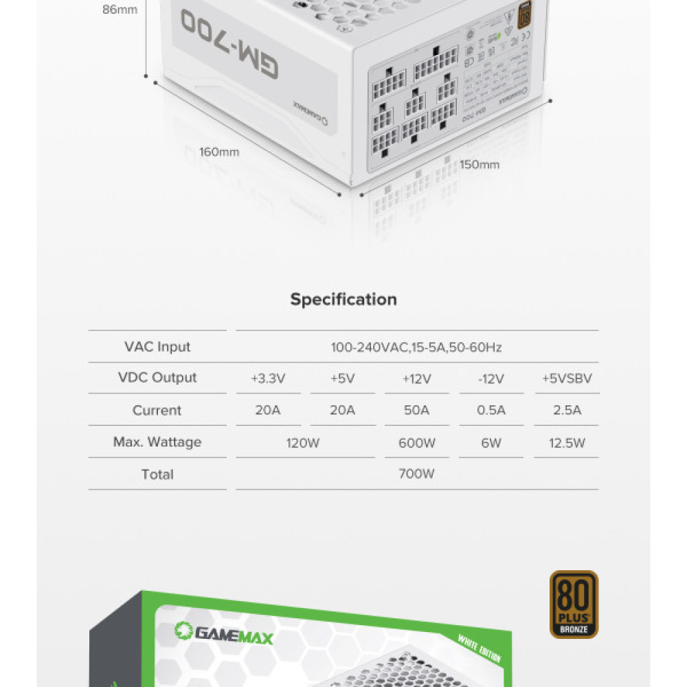 GAMEMAX GM-700 Modular white