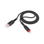 Дата кабель USB 2.0 AM to Lightning 1.0m 2.4A nylon X59 black HOCO (6931474744869)