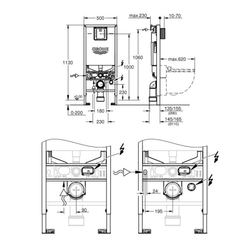 Комплект Grohe Rapid SLX унітаз/біде з прихованим монтажем 4 в 1.