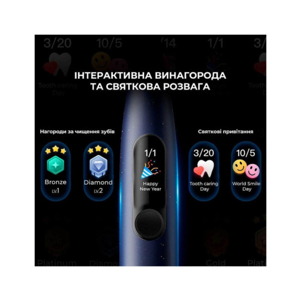 Електрична зубна щітка Oclean X Plus Pro Digital Blue (6970810556186)