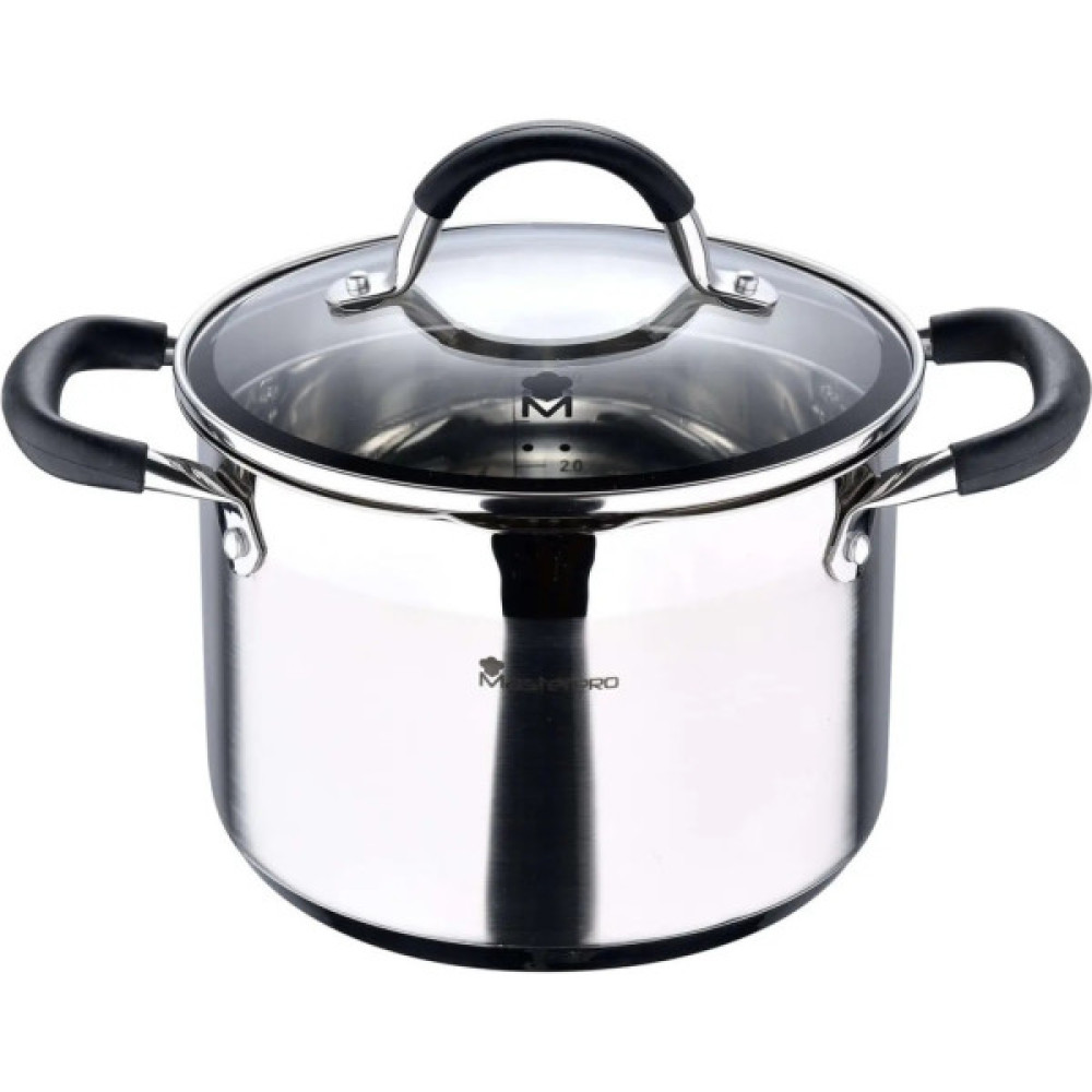Каструля MasterPro Foodies collection висока з кришкою 9,5 л (BGMP-1506-BK)