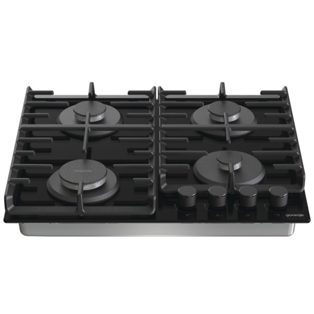 Варильна поверхня Gorenje газова на склі, 60см, чавун, чорний