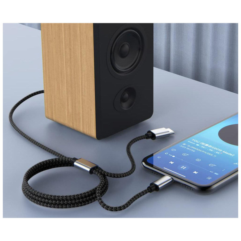 Кабель мультимедійний 3.5mm M to USB-C + Lightning 1,0m black XoKo (MH-232-BK)