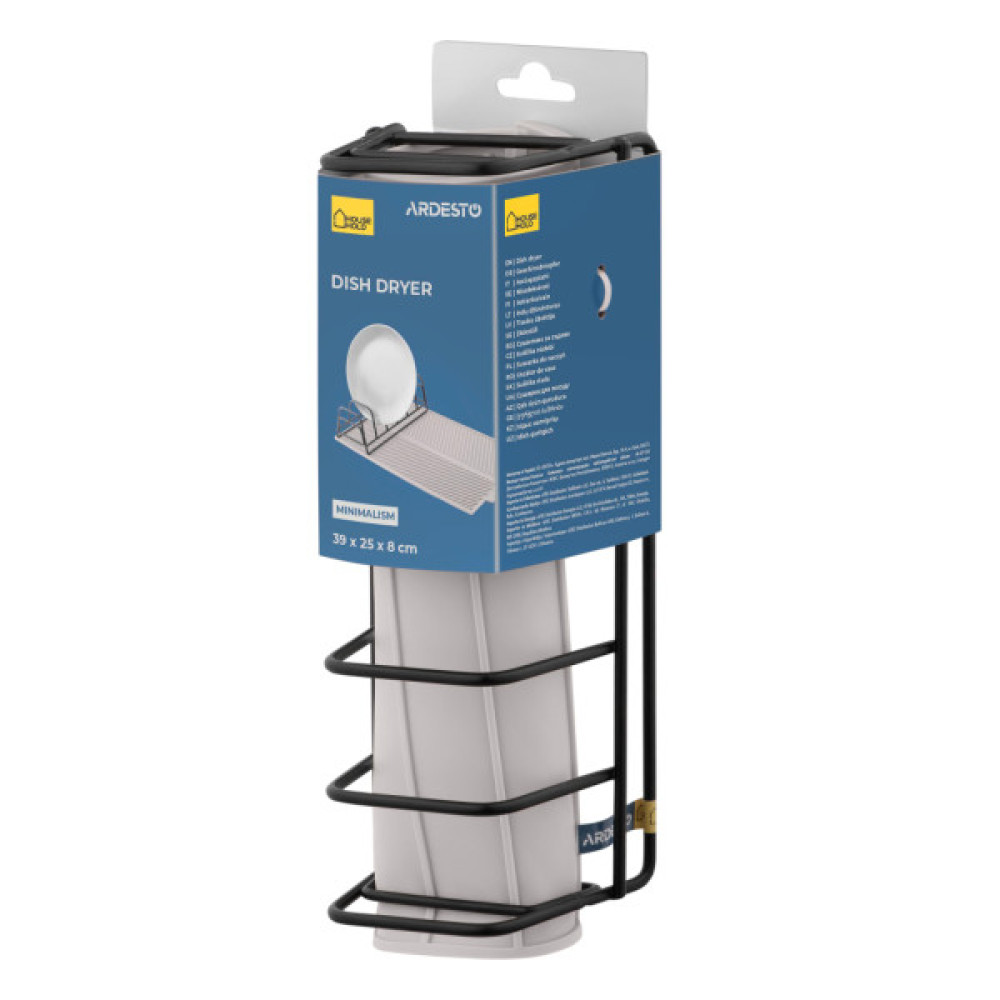 Сушарка для посуду Ardesto Minimalism 39х25х8см, силікон, метал, сірий (ARHK4102DR)