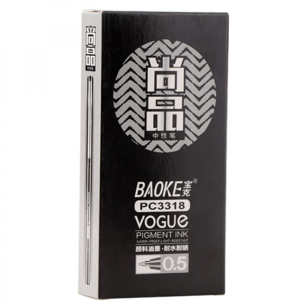Ручка гелева Baoke Vogue 0.5 мм, чорна (PEN-BAO-PC3318-B)
