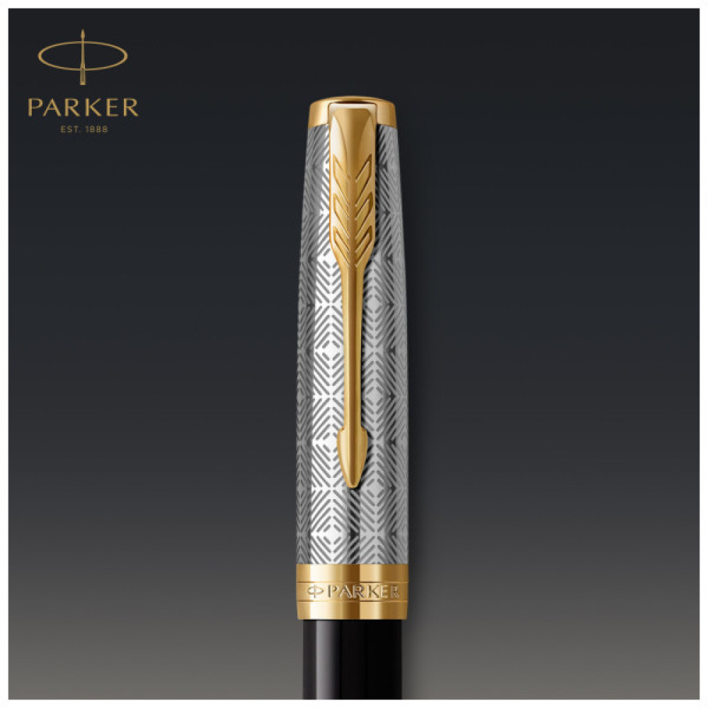 Ручка пір'яна Parker SONNET 17 Metal & Black Lacquer GT  FP18 F (68 111)