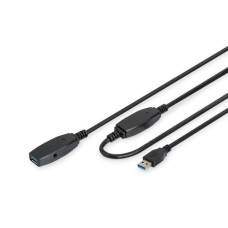Подовжувач DIGITUS USB 3.0 Active Cable, A/M-A/F, 20м, чорний