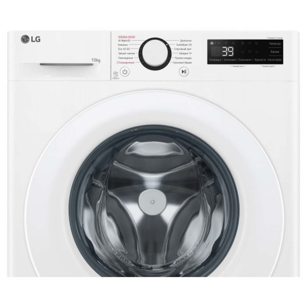 Пральна машина LG фронтальна, 10кг, 1400, A, 57см, дисплей, пара, інвертор, білий