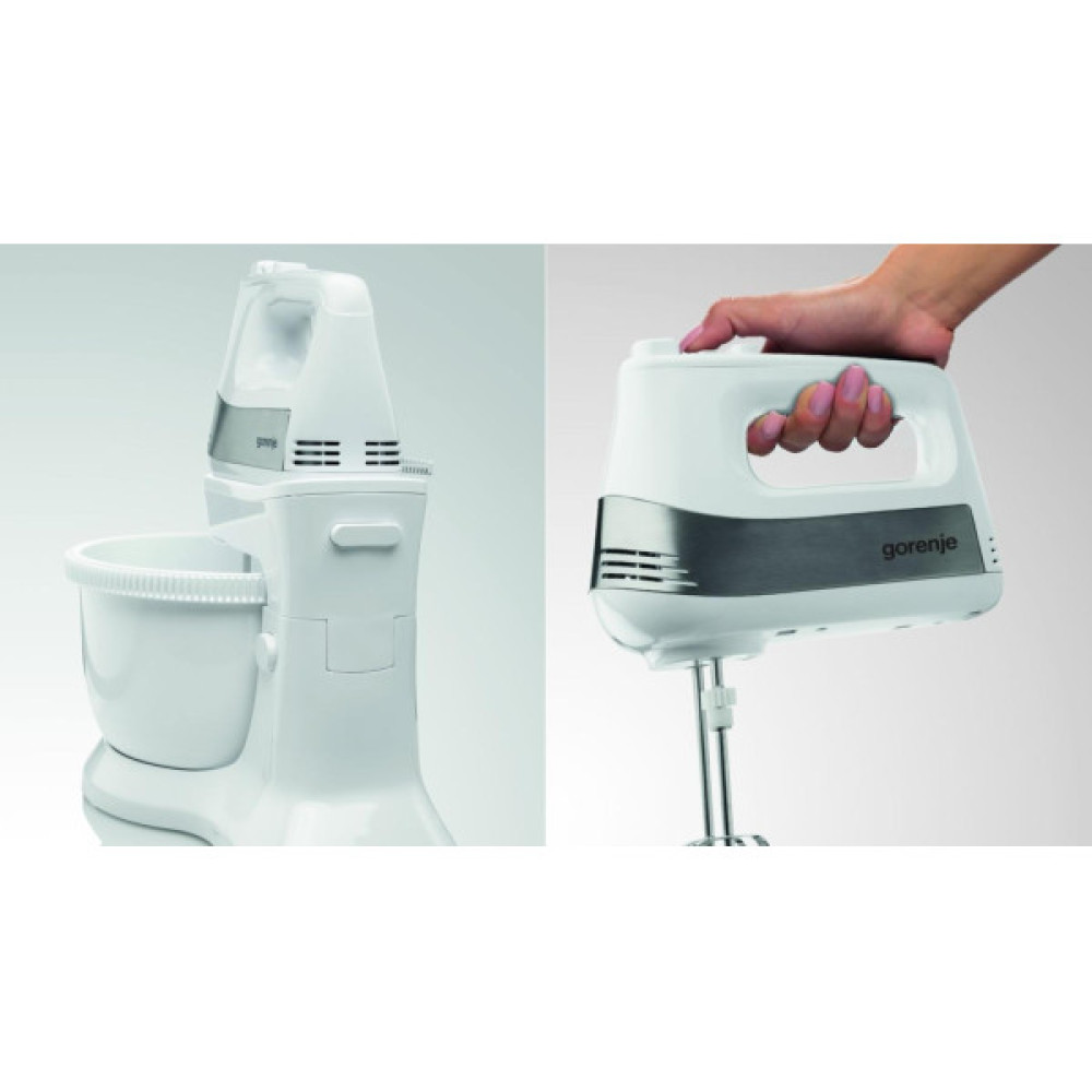Міксер Gorenje стаціонарний 500Вт, насадки-4, чаша-пластик, 3л, білий