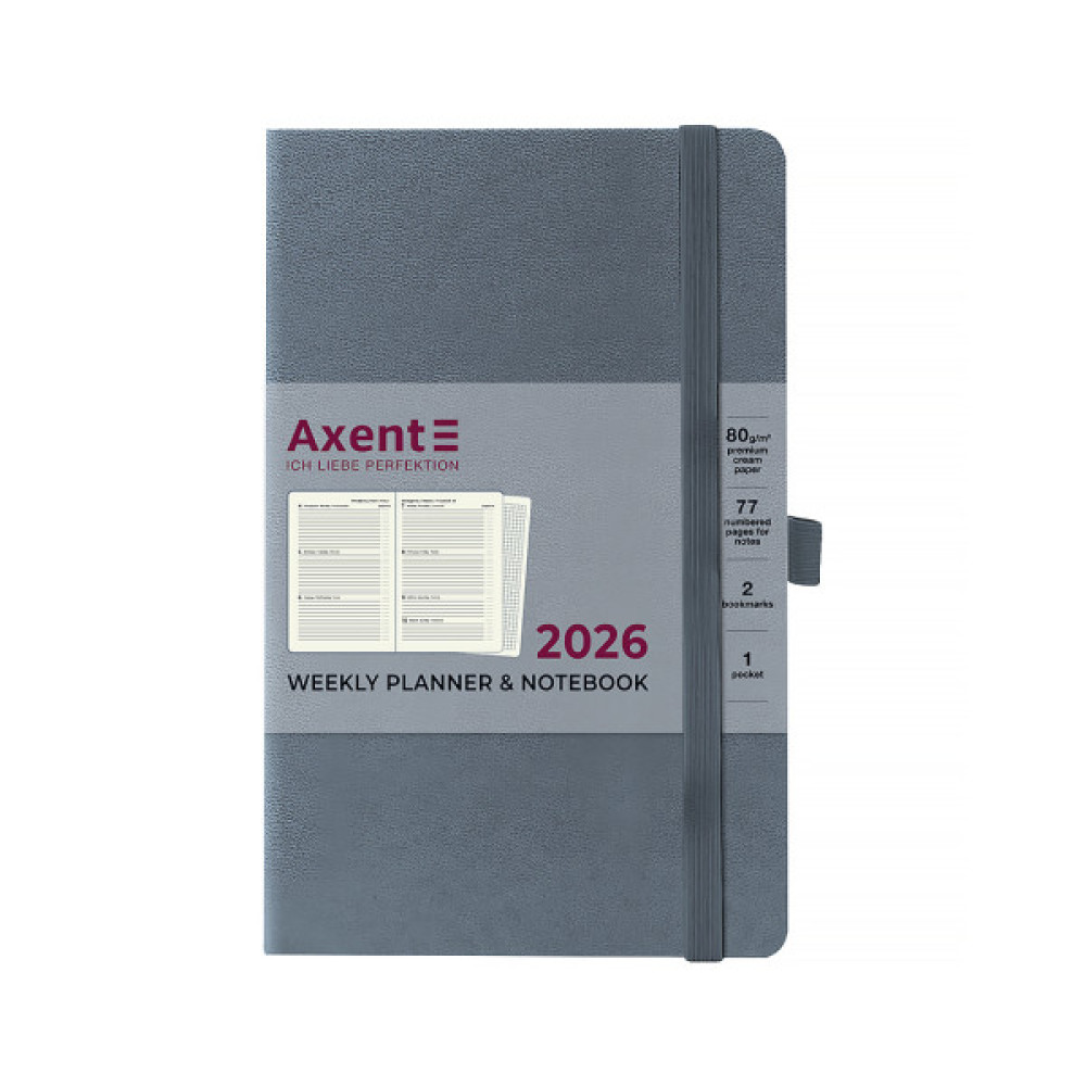 Тижневик Axent датований 2026 Partner Strong 125х195, сірий (8505-26-62-A)