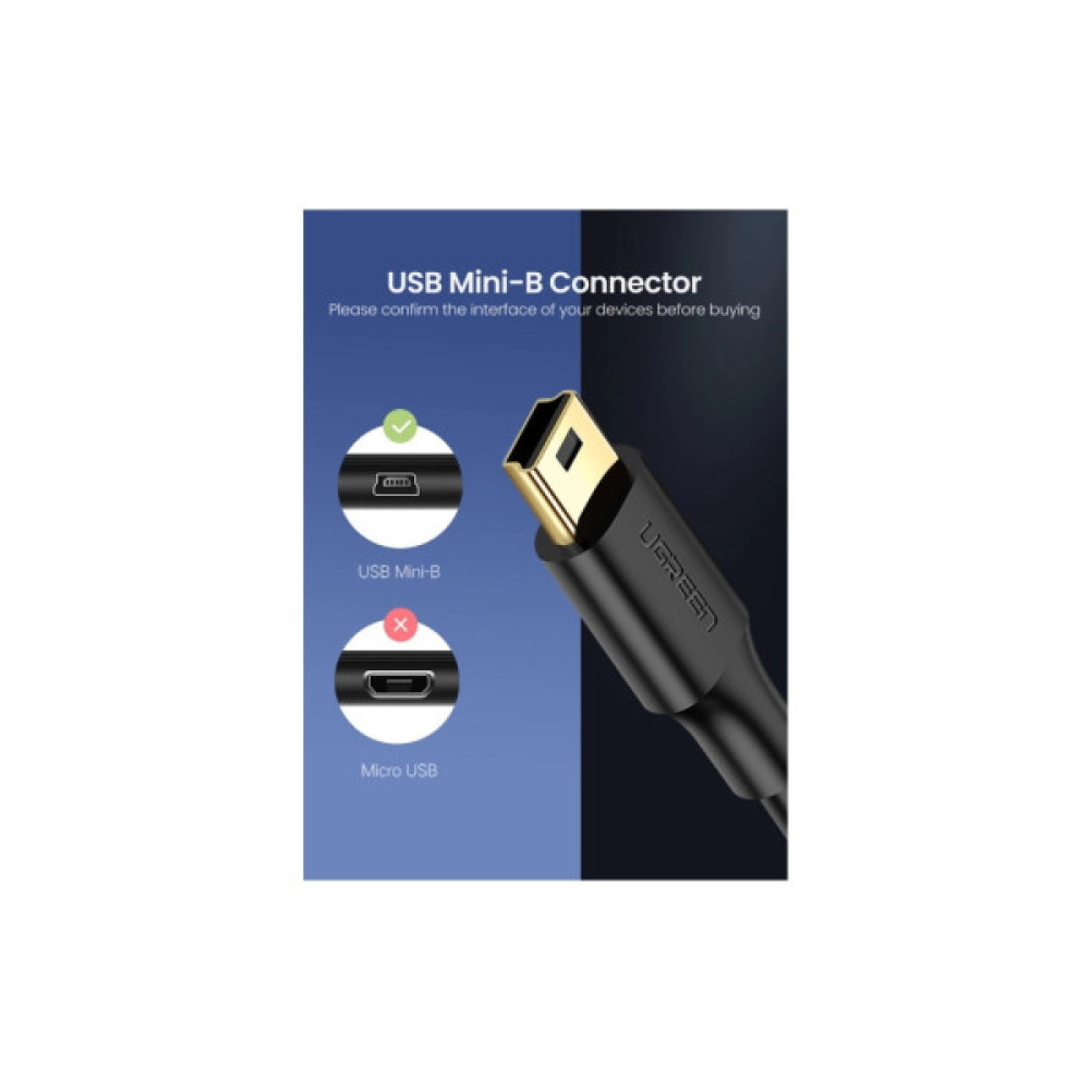 Дата кабель USB 2.0 AM to Mini 5P 1.0m US132 black Ugreen (10355)