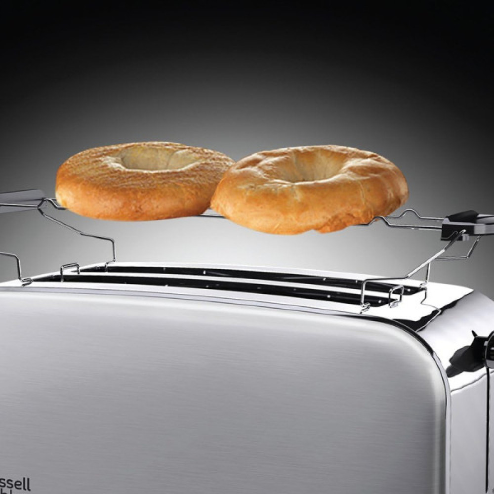 Тостер Russell Hobbs Oxford 1600Вт, довгі слоти на 4 тости, метал, сріблястий