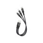 Дата кабель USB 2.0 AM to Lightning + Micro 5P + USB-C 0.25m 2.4A nylon X47 black HOCO (6931474727398)