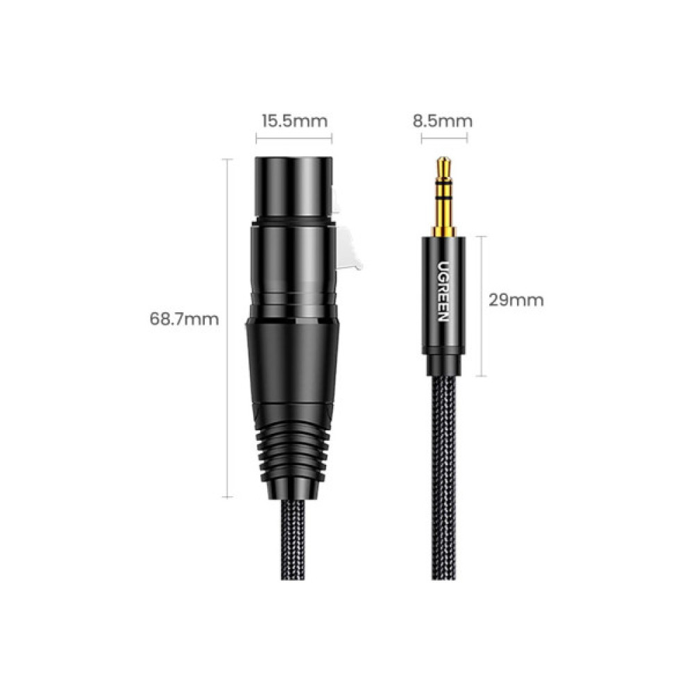 Кабель мультимедійний 3.5mm M to XLR F 2.0m AV182 black UGREEN (20244)