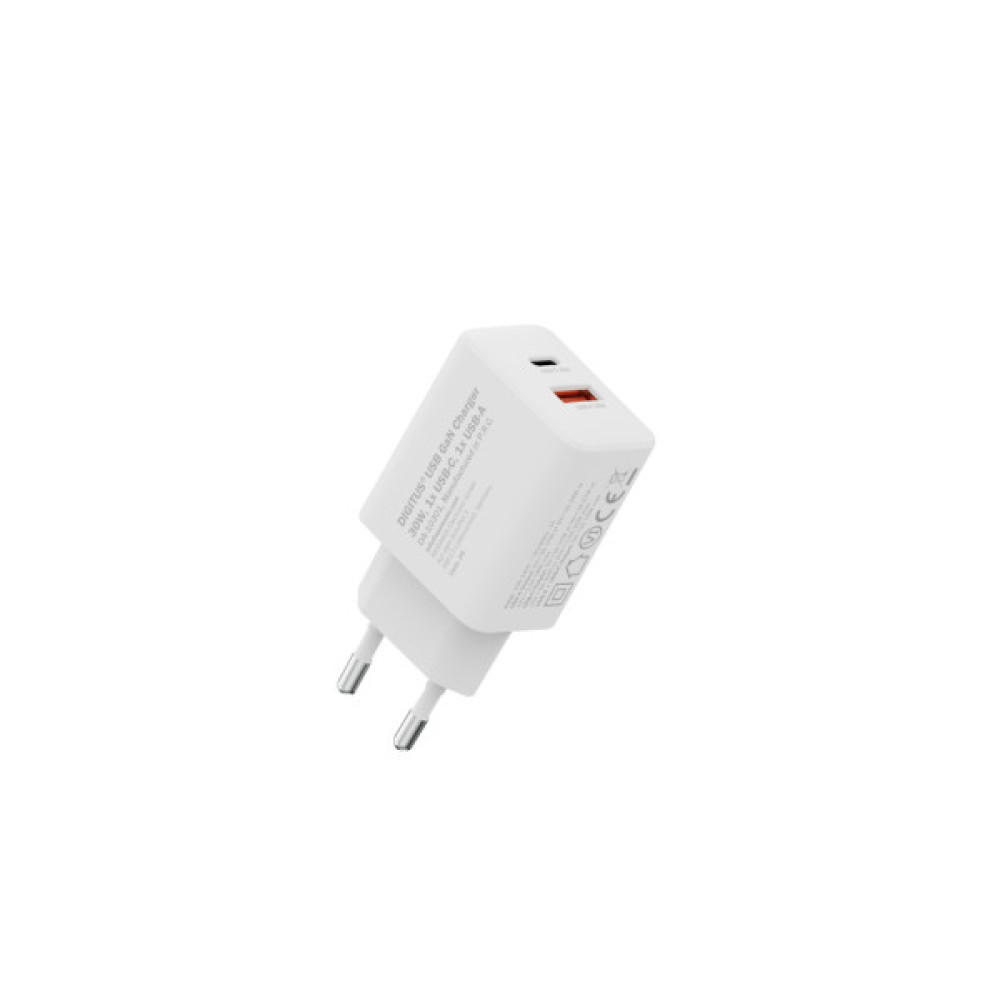 Зарядний пристрій Digitus 1xUSB-C + 1xUSB 30W GaN (DA-10301)