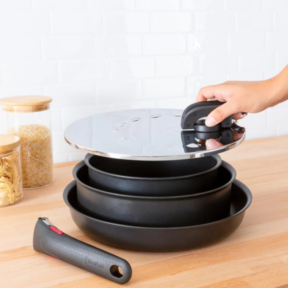 Кришка для посуду Tefal Ingenio, 20-28см, нержавіюча сталь, пластик (L9829853)