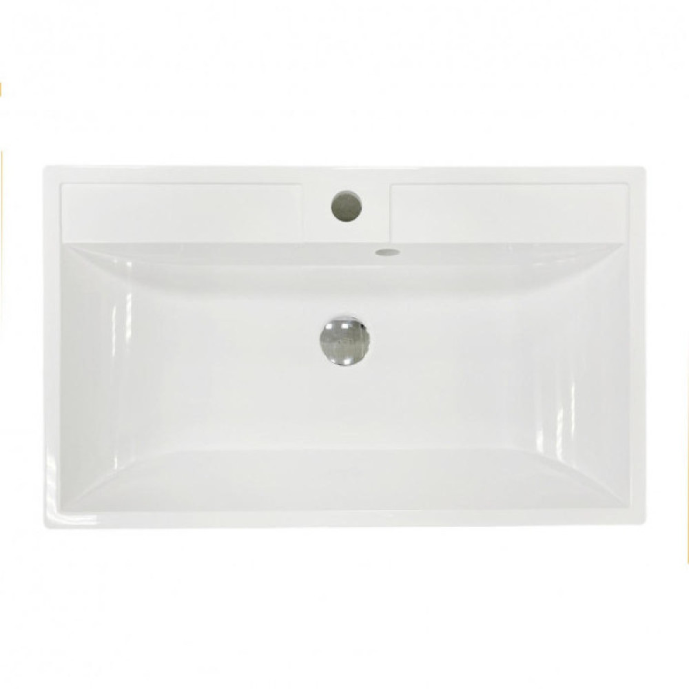 Раковина, умивальник Adamant STRENG NEW, штучний камінь, прямокут., з отвором для змішувача, з отвором для переливу, 590x410x123мм, накладний, білий