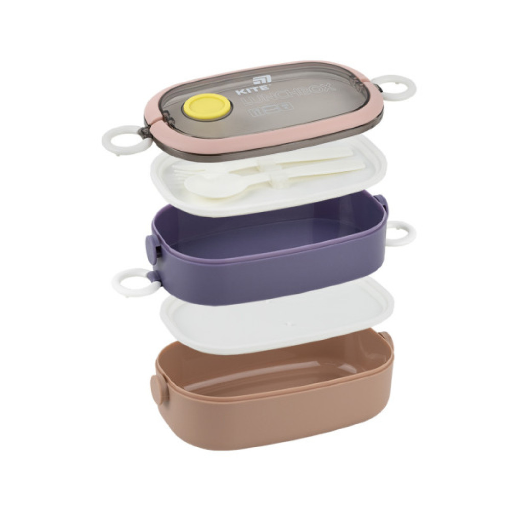 Ланч-бокс Kite подвійний з наповненням 1600 мл, бежевий (K25-1181-1)