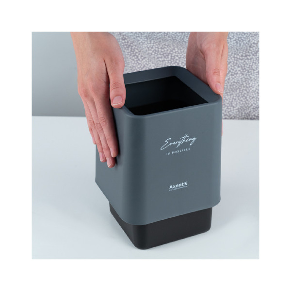 Кошик для паперів Axent Настільний контейнер для сміття, квадратний, сірий (2132-03-A)