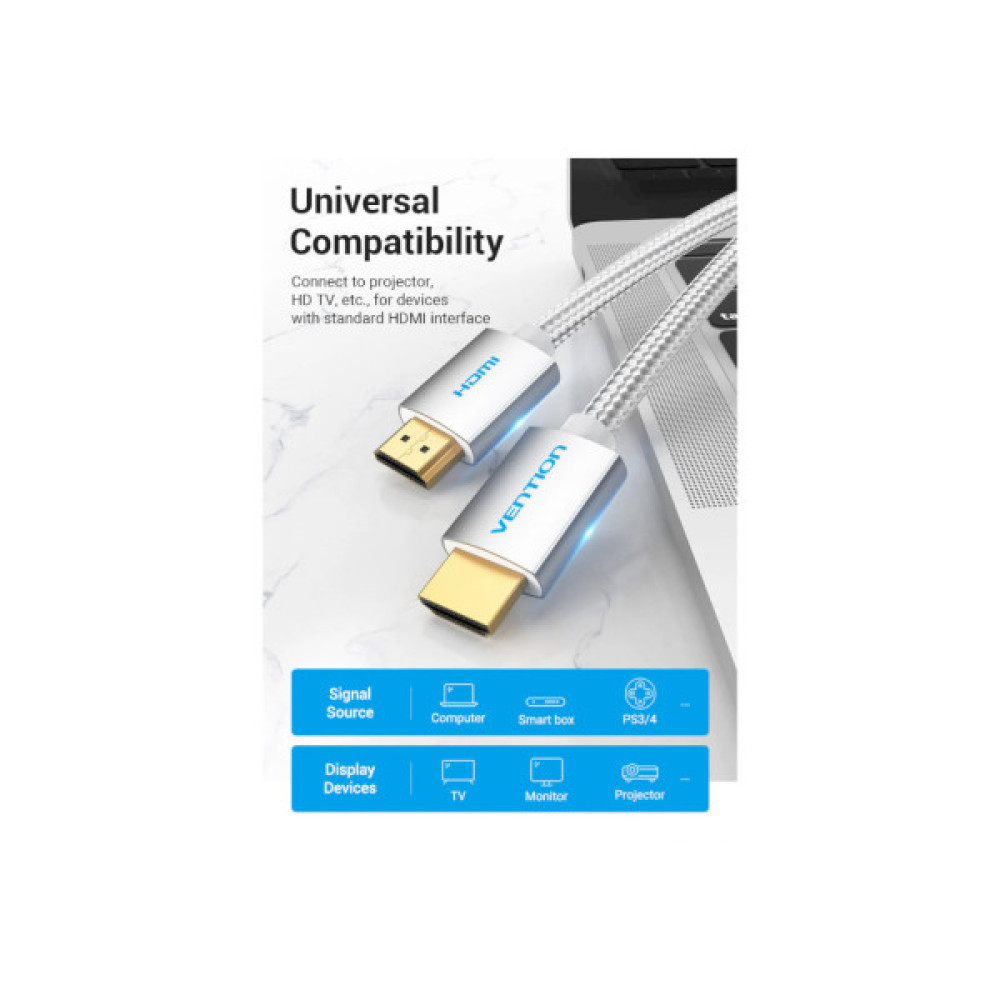 Кабель мультимедійний HDMI M to HDMI M 10.0m V2.0 4K60Hz silver VENTION (AABIL)