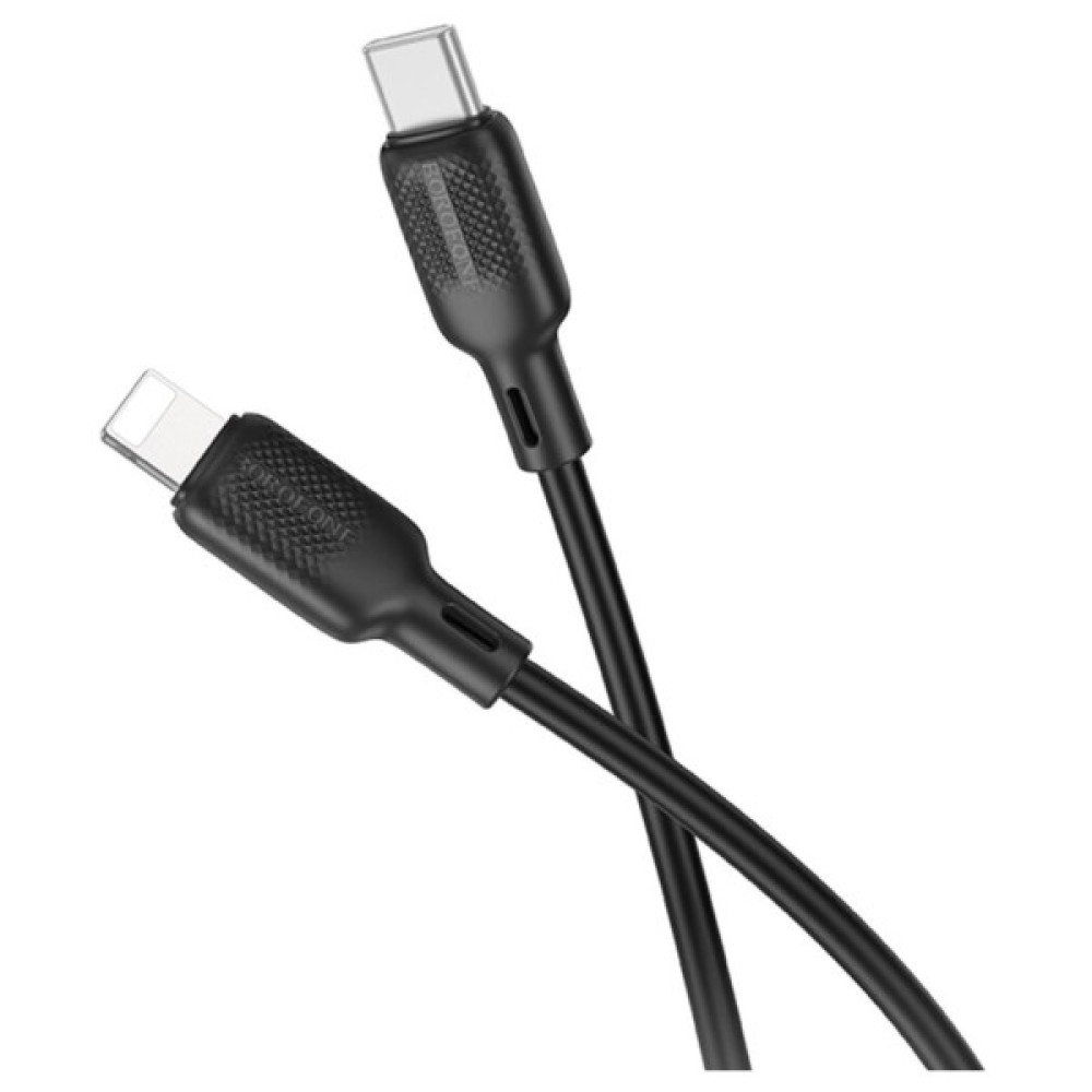 Дата кабель USB-C to Lightning 1.0m silicone BX113 Lenny black BOROFONE (6941991115370)