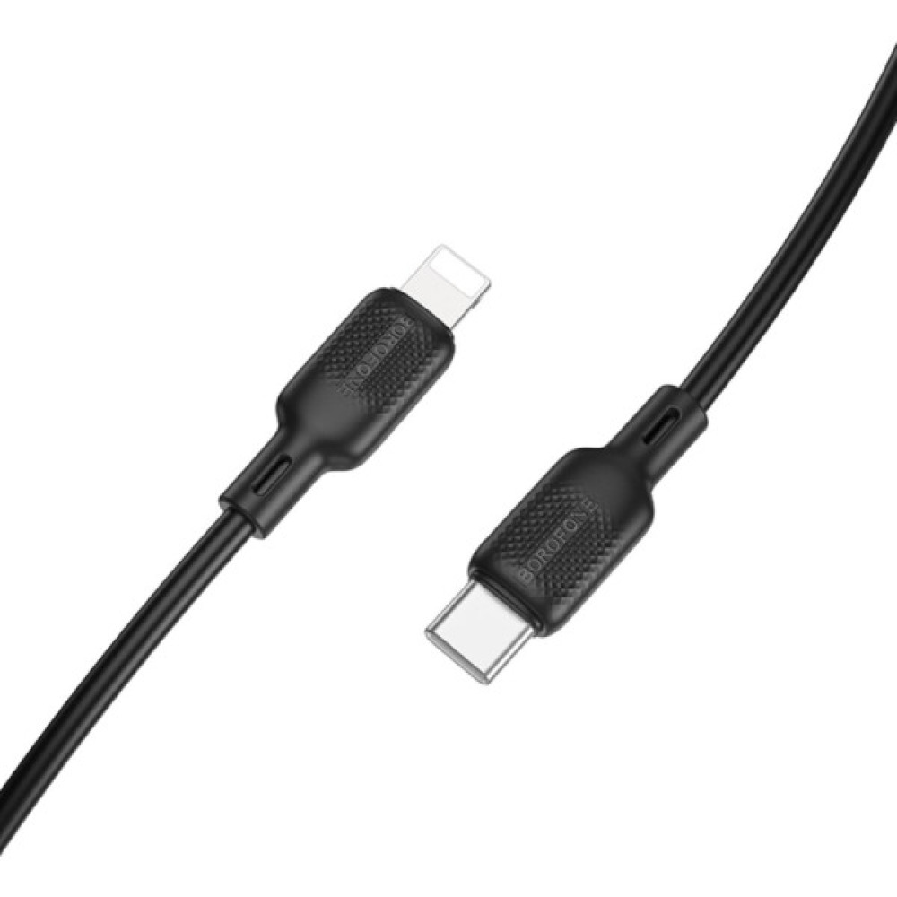 Дата кабель USB-C to Lightning 1.0m silicone BX113 Lenny black BOROFONE (6941991115370)