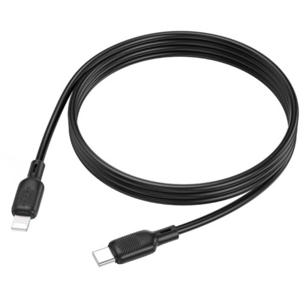 Дата кабель USB-C to Lightning 1.0m silicone BX113 Lenny black BOROFONE (6941991115370)