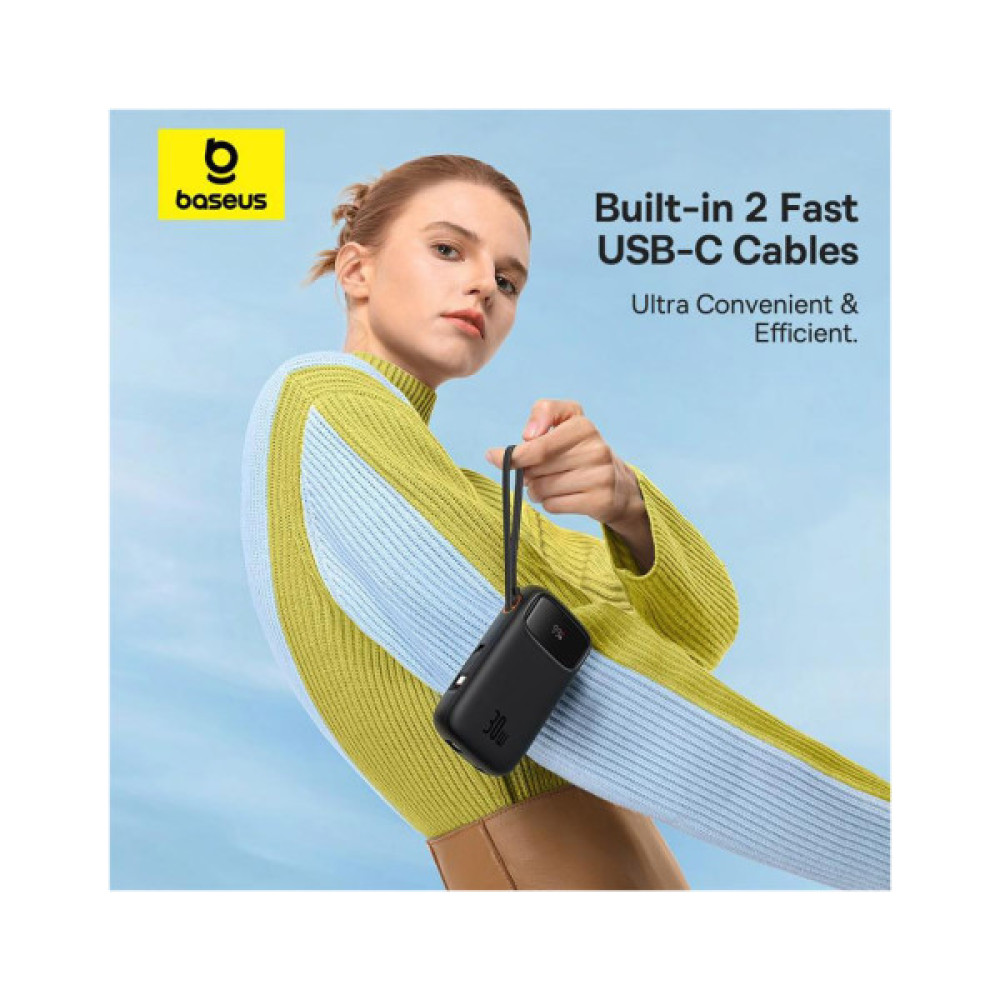 Батарея універсальна Baseus QPow2 20000mAh 30W, with 2*Type-C Cable, Black (P10055009113-00)