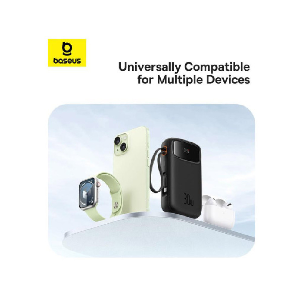 Батарея універсальна Baseus QPow2 20000mAh 30W, with 2*Type-C Cable, Black (P10055009113-00)