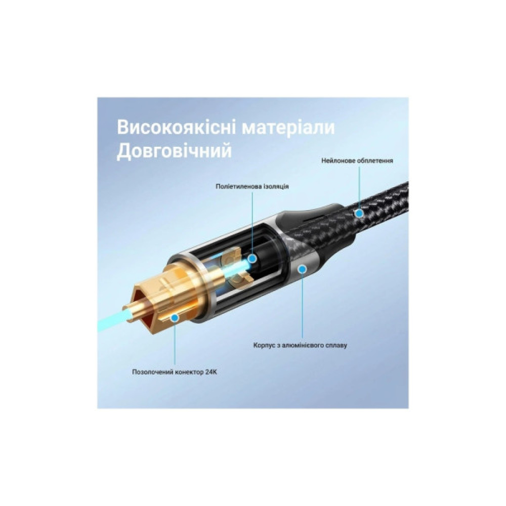 Кабель мультимедійний Optical Toslink 3.0m 5.1ch gray Vention (BAVHI)
