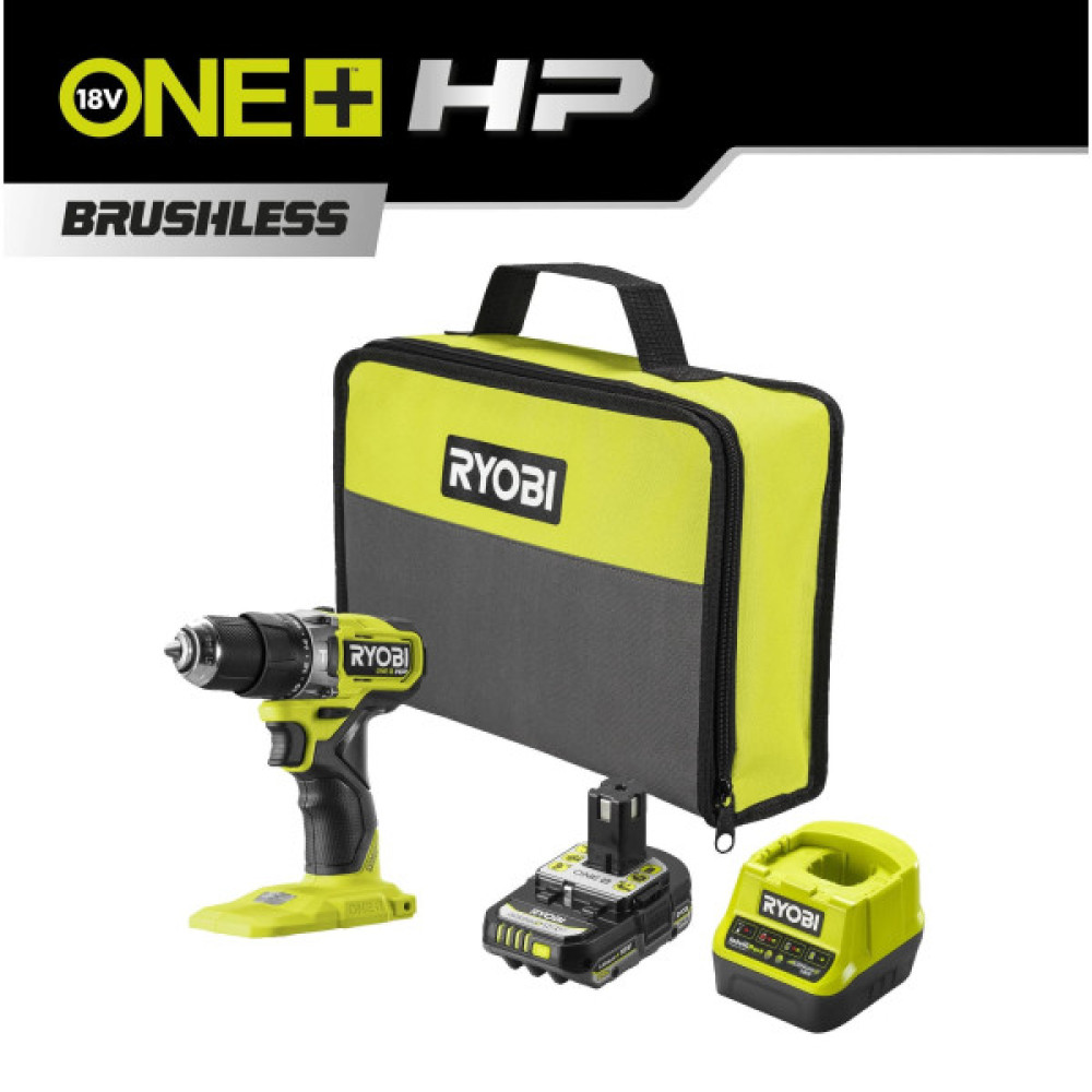 Шурупокрут-дриль акумуляторний Ryobi ONE+ HP RPD18C1-1C20G 18В 1х2А·год ЗП 60Нм 450·1700об·хв 0.95кг сумка