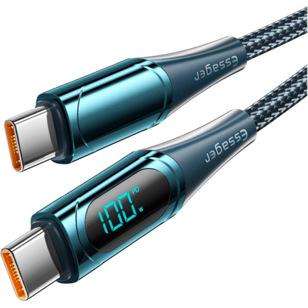 Дата кабель USB-C to USB-C 2.0m 100W Digital Display blue Essager (ES-XCTT1-YDA03)