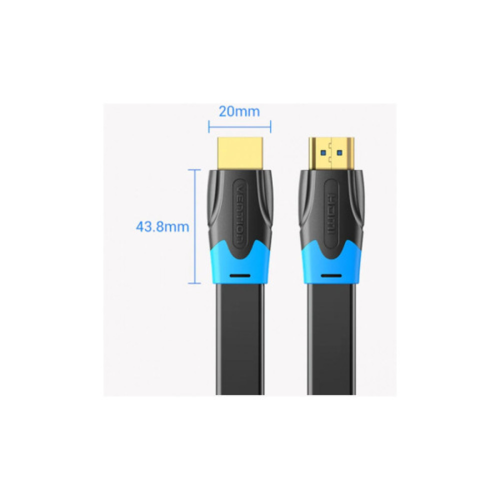 Кабель мультимедійний HDMI M to HDMI M 5.0m V2.0 4K60Hz PVC flat black Vention (AAKBJ)