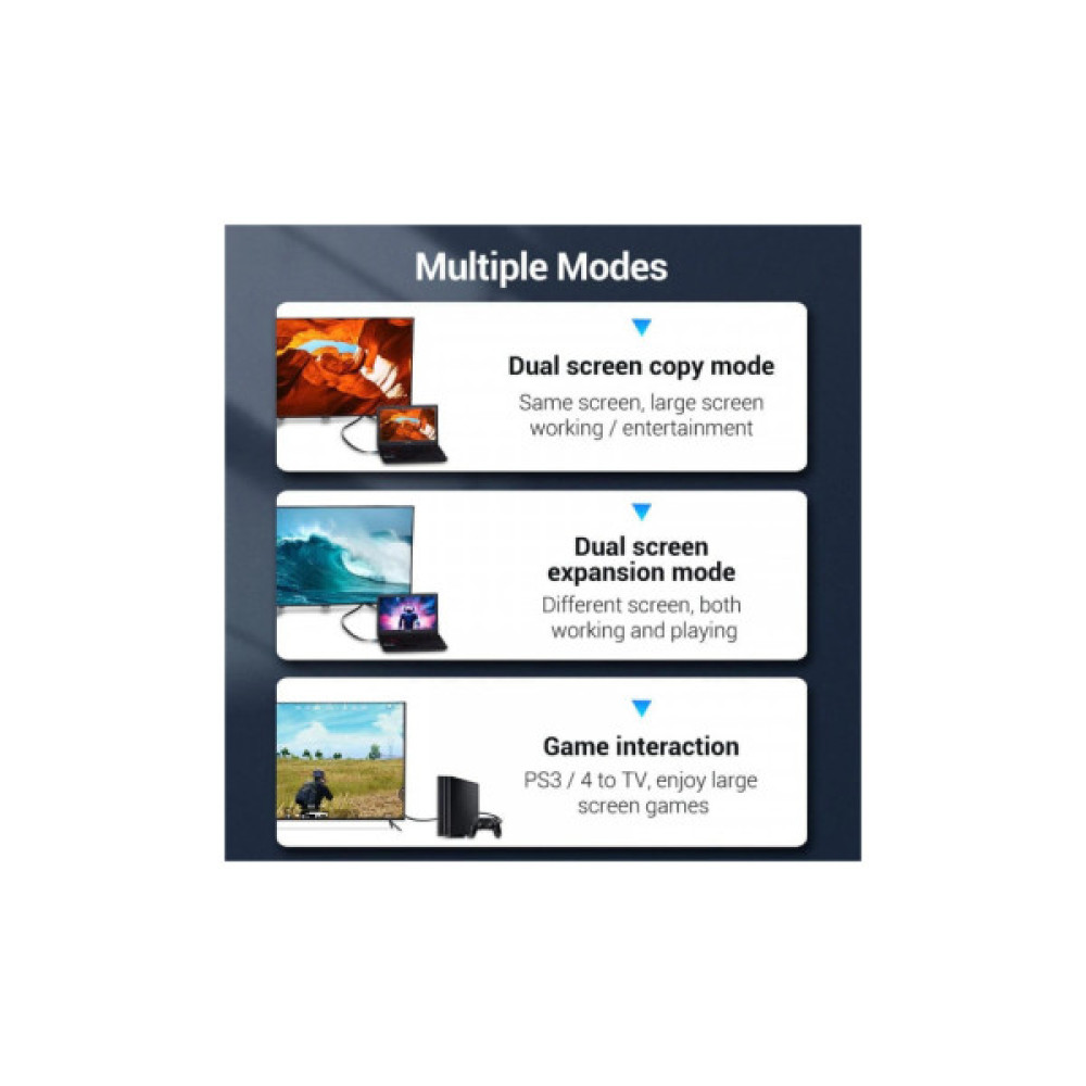 Кабель мультимедійний HDMI M to HDMI M 5.0m V2.0 4K60Hz PVC flat black Vention (AAKBJ)