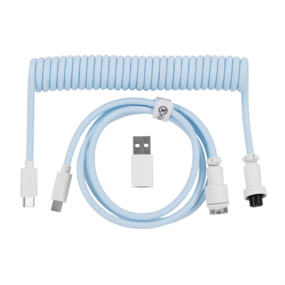Дата кабель USB-C + USB A to USB-C 1.36m Coiled Aviator blue Keychron (CAB19_KEYCHRON)