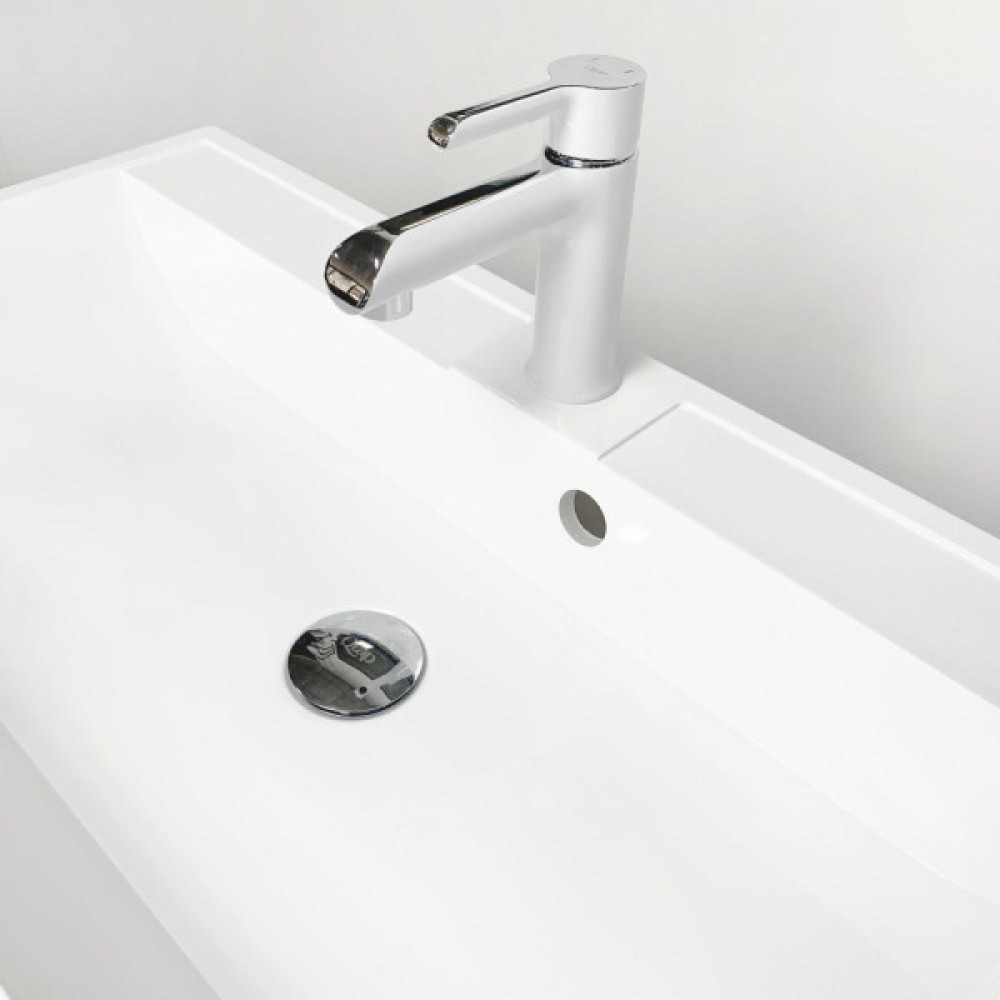 Раковина, умивальник Adamant STRENG NEW, штучний камінь, прямокут., з отвором для змішувача, з отвором для переливу, 990x410x123мм, накладний, білий