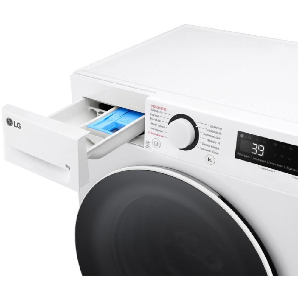Пральна машина LG фронтальна, 9кг, 1200, A, 48см, дисплей, пара, інвертор, білий