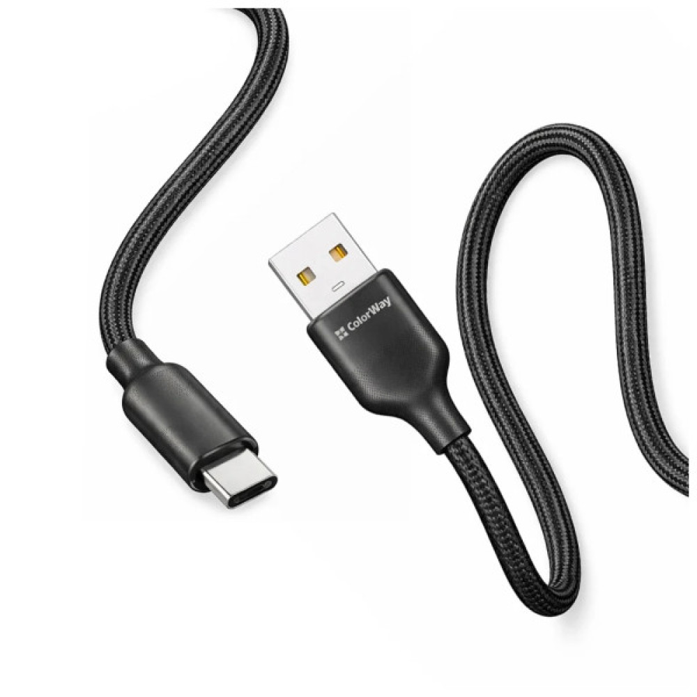 Дата кабель USB 2.0 AM to USB-C 1.0m 3A TPE embossed black ColorWay (CW-CBUC101-BK)