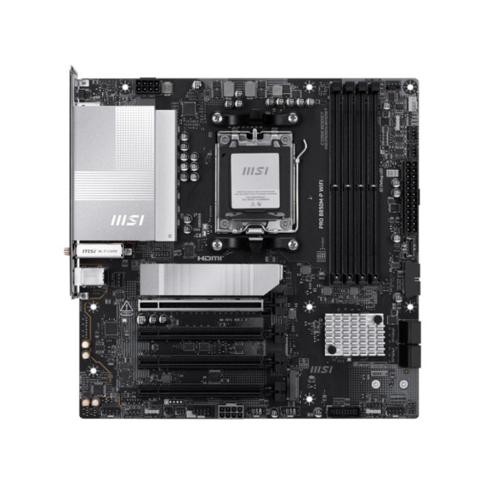 Материнcька плата MSI PRO B850M-P WIFI sAM5 B850 4xDDR5 M.2 HDMI DP WiFi BT mATX