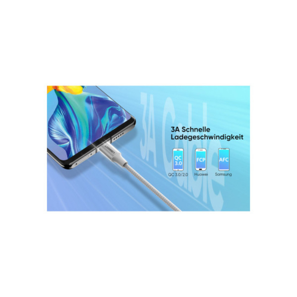 Дата кабель USB 2.0 AM to USB-C 0.5m 3A US288 white Ugreen (60130)