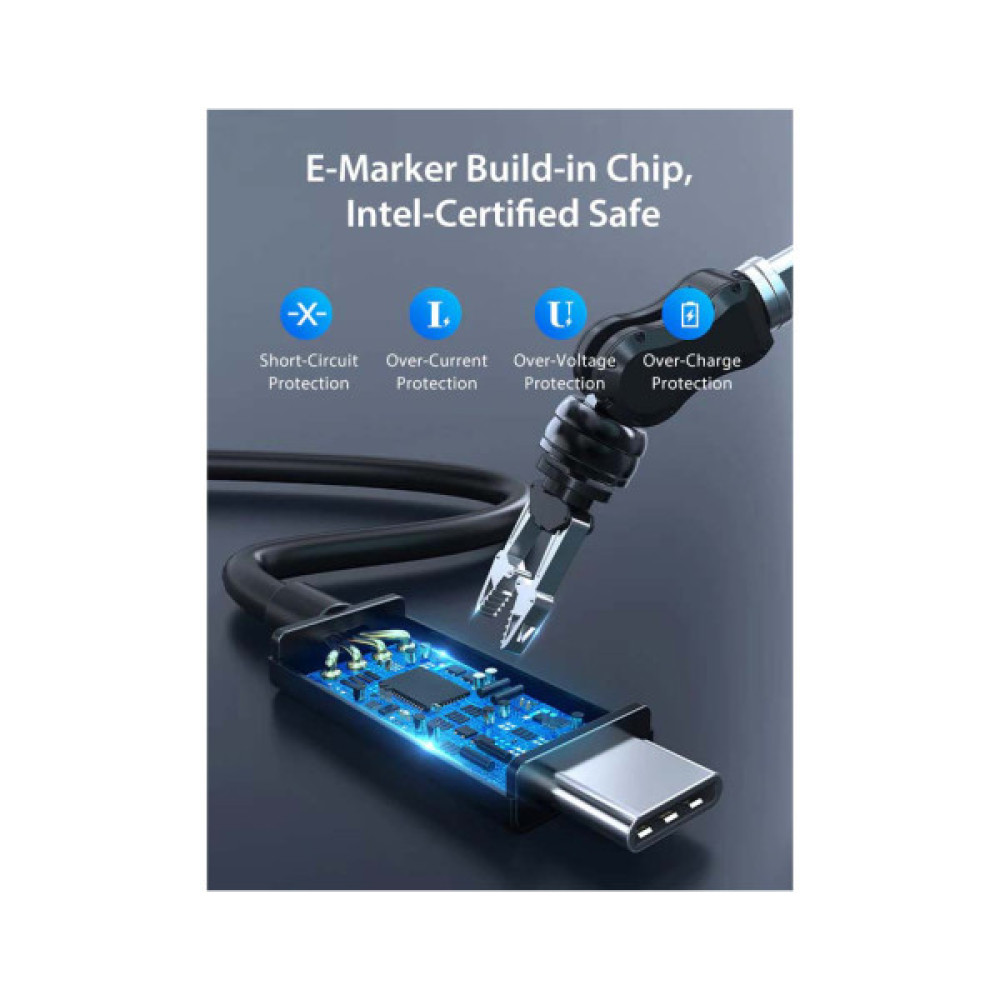 Дата кабель USB-C to USB-C 0.5m Thunderbolt 3 100W (20V/5A) 5K60Hz Cabletime (CA915392)