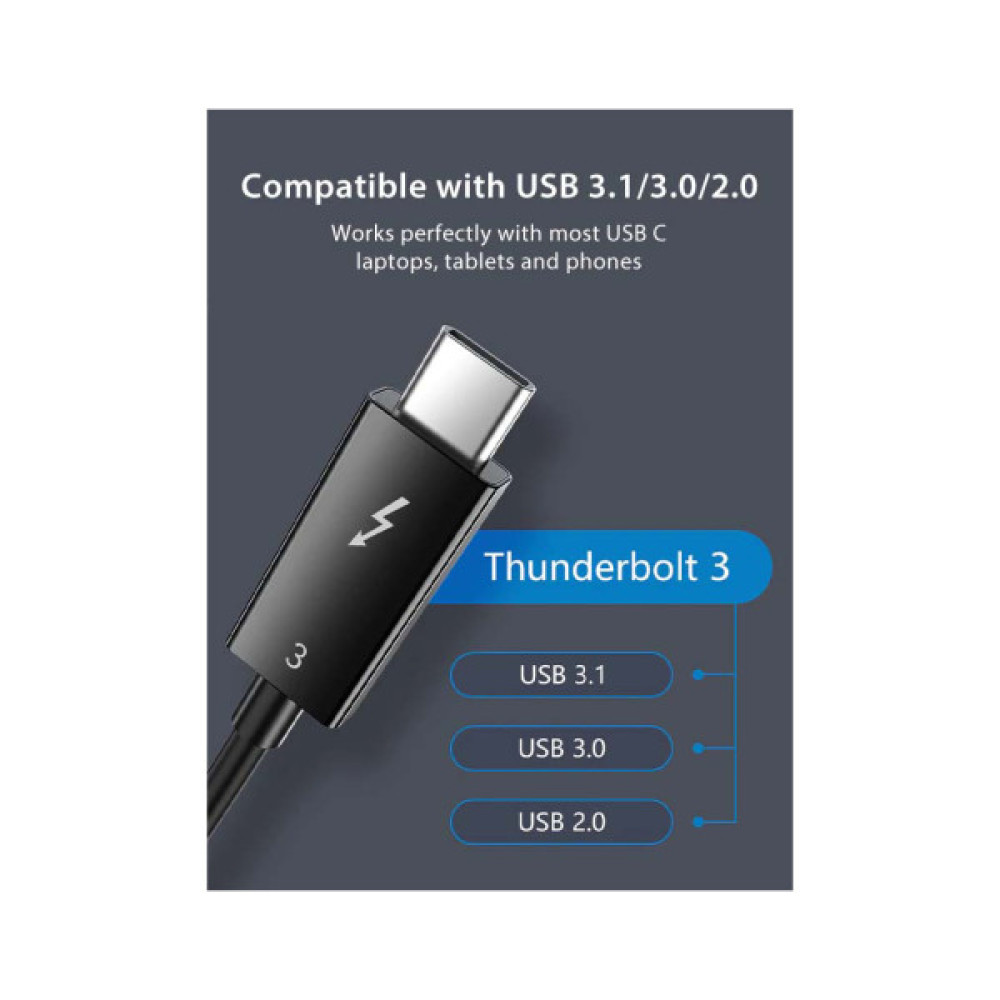 Дата кабель USB-C to USB-C 0.5m Thunderbolt 3 100W (20V/5A) 5K60Hz Cabletime (CA915392)