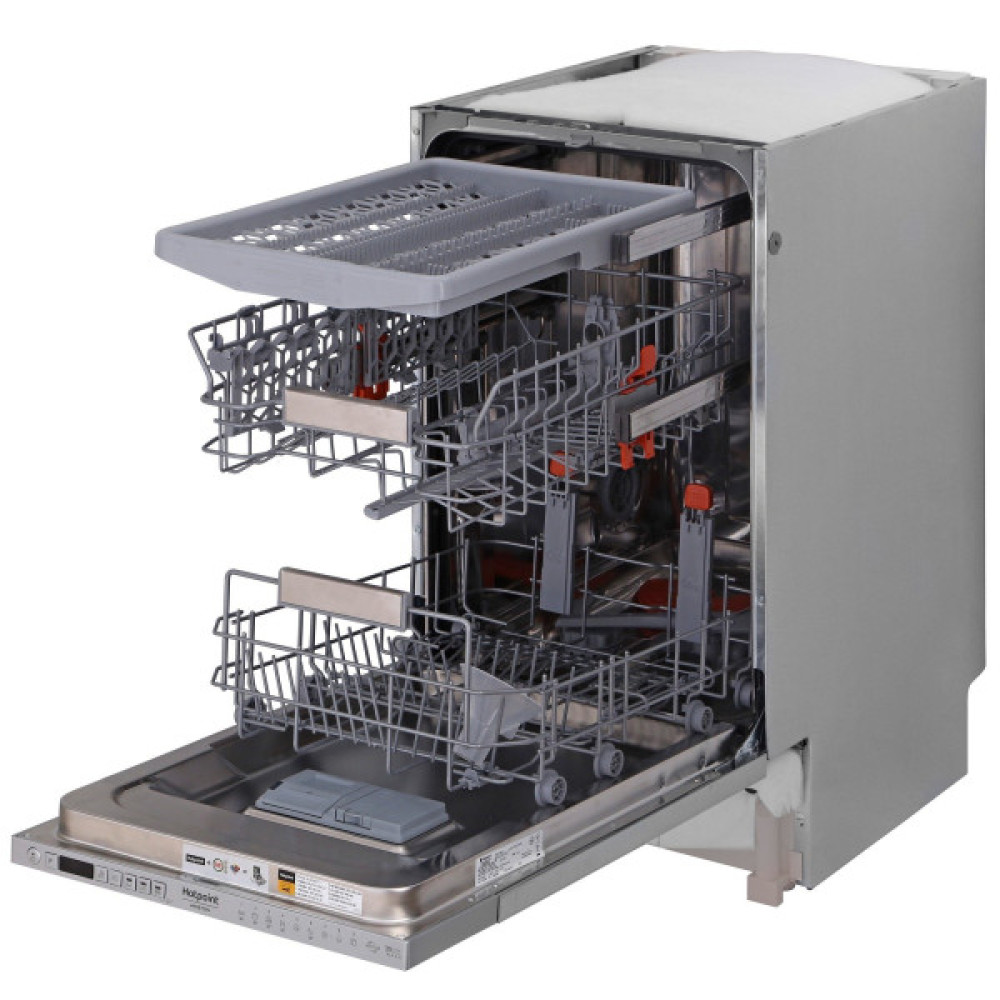 Посудомийна машина Hotpoint вбудована, 10компл., A++, 45см, дисплей, 3й кошик, білий