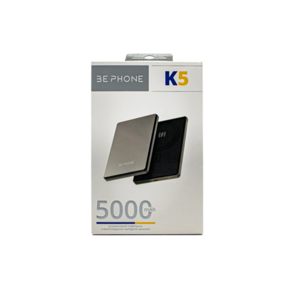 Батарея універсальна BePhone 5000mAh, 15W, MagSafe, grey (BP-K5-GR)