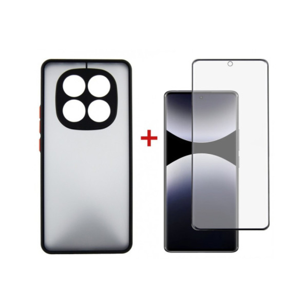 Чохол до мобільного телефона Dengos Kit Xiaomi Redmi Note 14 Pro case Matte + glass (Black) (DG-KM-128)