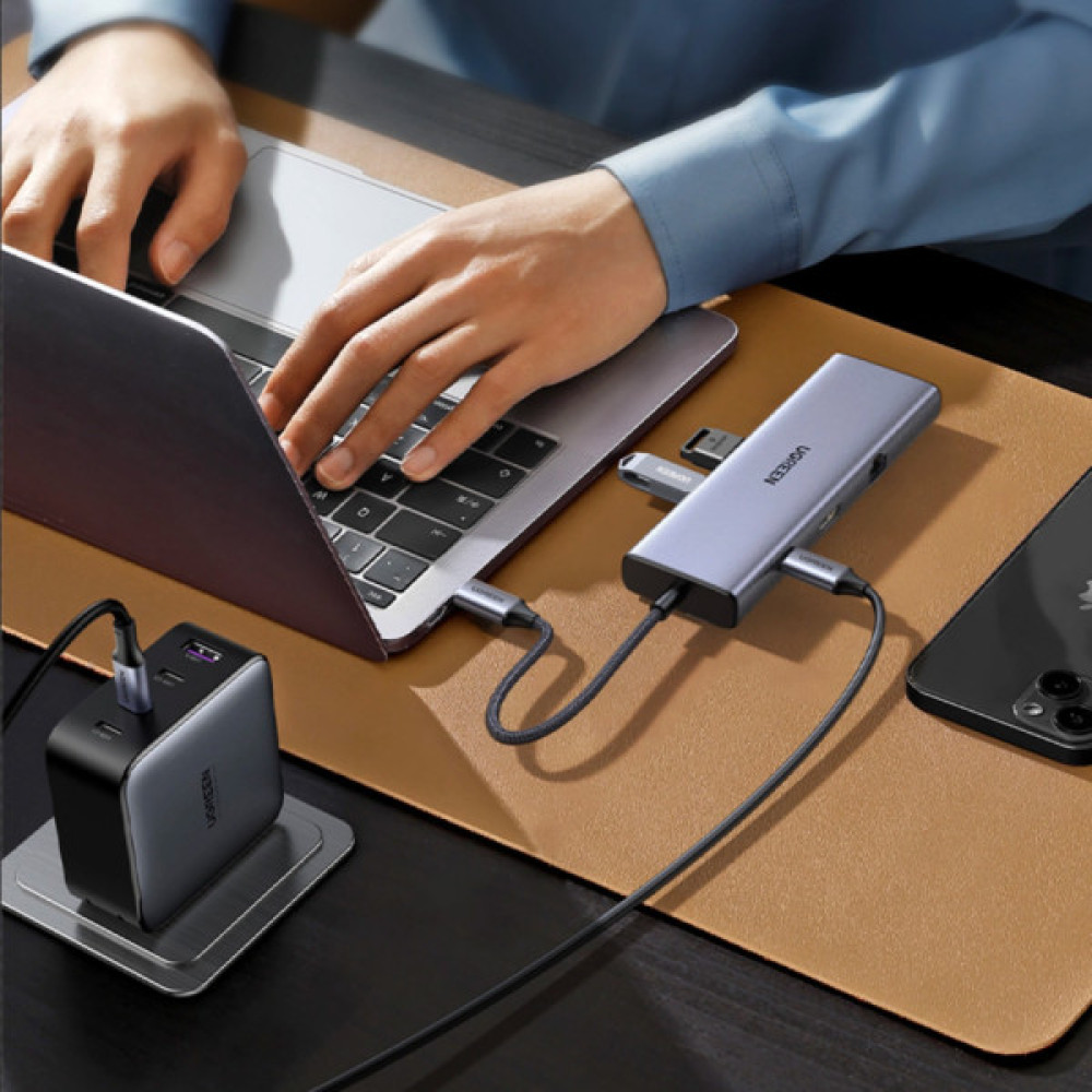 Концентратор Ugreen USB3.1 Type-C to HDMI60Hz/VGA/USB 3.0х3/RJ45/SD/TF/PD 100W 9-in-1 CM498 (15600)