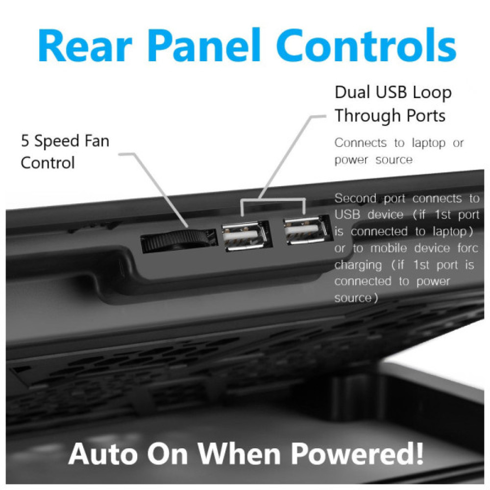 Підставка до ноутбука IceCoorel 10-15.6", 6*60mm 2500 RPM, 2*USB, 353x255x32mm, Black (A9)