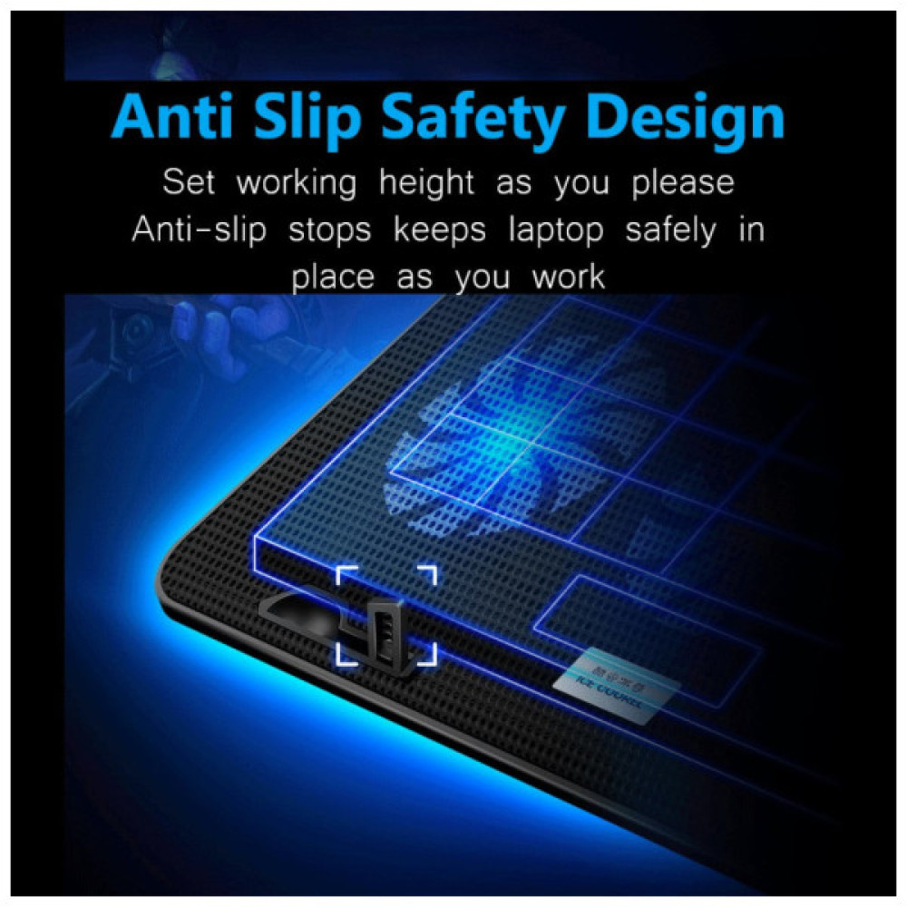 Підставка до ноутбука IceCoorel 10-15.6", 6*60mm 2500 RPM, 2*USB, 353x255x32mm, Black (A9)